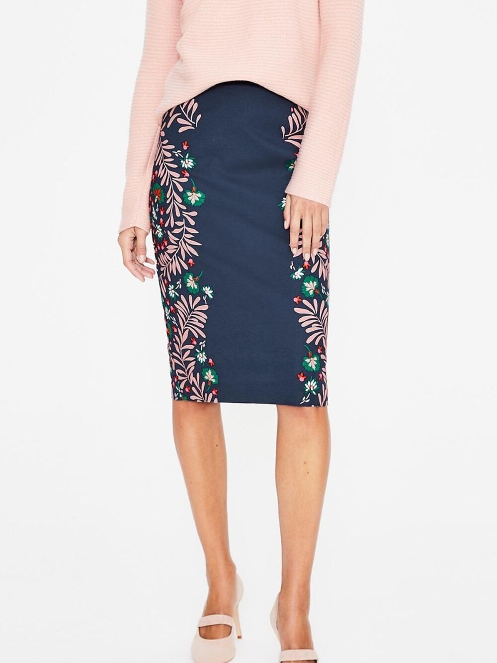 Boden Richmond Pencil Skirt 8 Petite Blue Pink